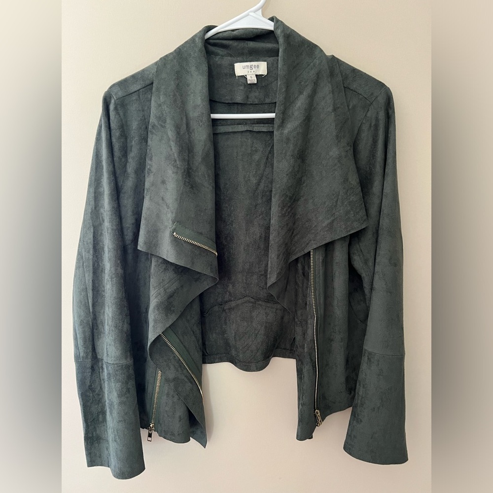 NWOT UMGEE Open Front Faux Suede Jacket